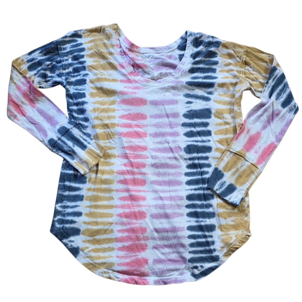SO Multicolor Tie Dye Longsleeve Scoop Neck T- Shirt Size XS EUC